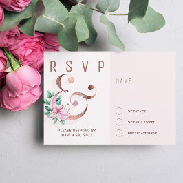 Ro guld ampersand rosa magnolias bröllop OSA kort