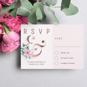 Ro guld ampersand rosa magnolias bröllop OSA kort