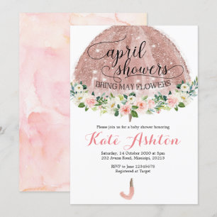 Ro Guld April Shower Umbrella Baby Shower Invit Inbjudningar
