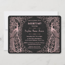 Ro Guld Art Deco Black Bachelorette Party Inbjudningar