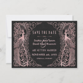 Ro Guld Art Deco Peacocks Black sparar datumet Spara Datumet