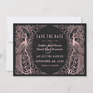 Ro Guld Art Deco Peacocks Black sparar datumet Spara Datumet