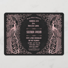 Ro Guld Art Deco Peacocks Senior Prom Inbjudningar