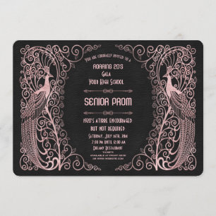 Ro Guld Art Deco Peacocks Senior Prom Inbjudningar