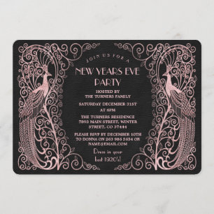 Ro Guld Art Peacocks Nyårsafton Inbjudningar
