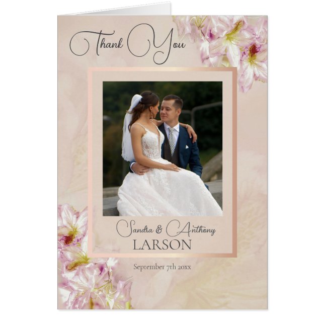 Ro Guld Azalea Photo Bröllop OBS Kort (Framsidan)