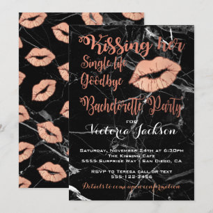 Ro Guld Bachelorette Party Kiss med marmor Inbjudningar