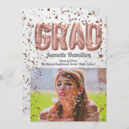 Ro Guld-ballonger Rosa Confetti Girls Studenten Inbjudningar