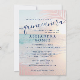 Ro Guld Beach Quinceañera Rosa 15:e födelsedagen Inbjudningar