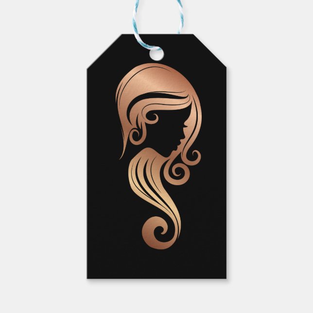 Ro Guld Beauty Girl Hair & Makeup Salon Party Presentetikett (Framsidan)