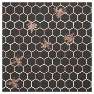 Ro Guld Bees and Honeycomb on Black Tyg