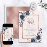 Ro Guld: Blå Rosa 50:e födelsedag Blommigt Inbjudningar<br><div class="desc">Gör din 50:e födelsedagsfest till en påminnelse med denna vackra inbjudan till den blå Blommigten i Ro Guld med blå Rosa. Med den utsökta vattenfärgen ro blommigt i marinblå och dammig rosa kan du inte gå fel med en så sofistikerad design! Den luxuriösa textrutan för faux-folie i ro guld lägger...</div>