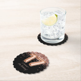 Ro Guld Black 17:e Födelsedagsfesten Underlägg Papper