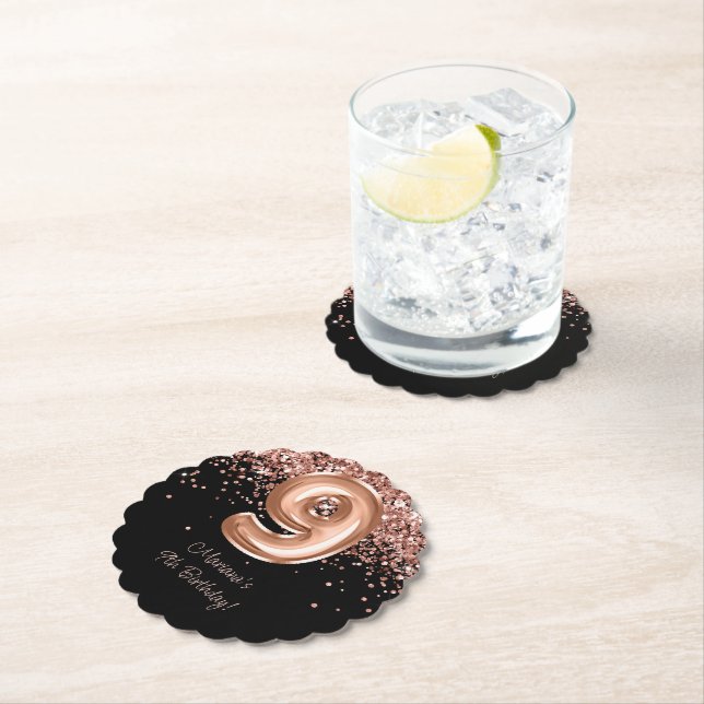 Ro Guld Black 9th Födelsedagsfest Underlägg Papper (Insitu)