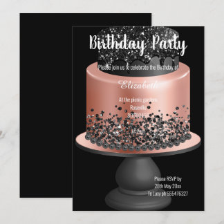 RO GULD BLACK CAKE 2 BIRTHDAY INBJUDANDE INBJUDNINGAR