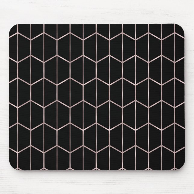 Ro Guld & Black Chic Hexagon Geometric Glam Musmatta (Framsidan)