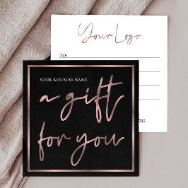 Ro Guld Black Elegant Business Logotyp Gift Vouche Fyrkantigt Visitkort