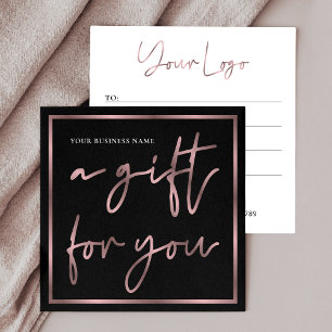 Ro Guld Black Elegant Business Logotyp Gift Vouche Fyrkantigt Visitkort