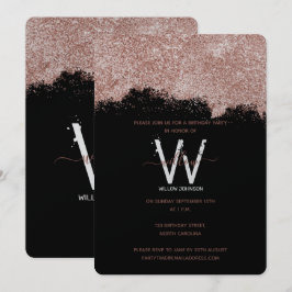 Ro Guld Black Girly Glitter varje år Inbjudningar