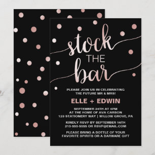 Ro Guld & Black Glam Confetti Lagrar Pub Inbjudningar
