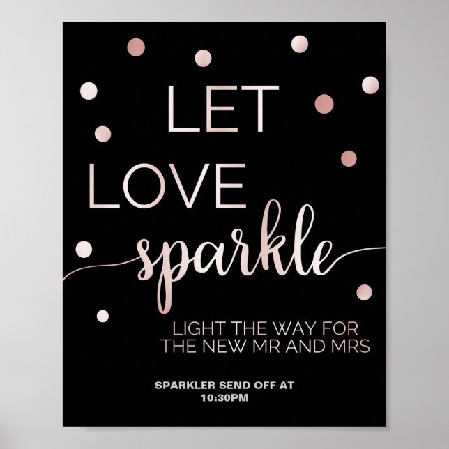 Ro Guld & Black Glam Confetti Sparkler-utsändning Poster (Framsidan)