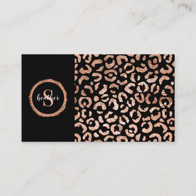 Ro Guld Black Leopard Cheetah Beauty Salon Visitkort (Framsida)