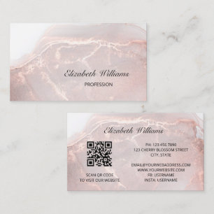 Ro Guld Bläck Marble QR-kod Visitkort