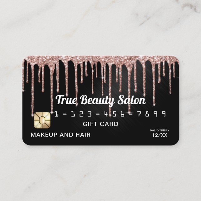 Ro Guld Black Metallic Glitter Drifts Gift Kredit Visitkort (Framsida)