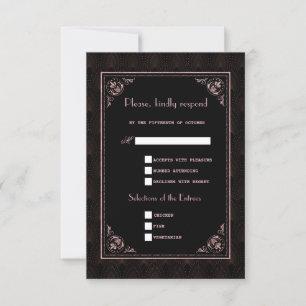 Ro Guld Black Underbar Gatsby Art Deco Bröllop OSA Kort
