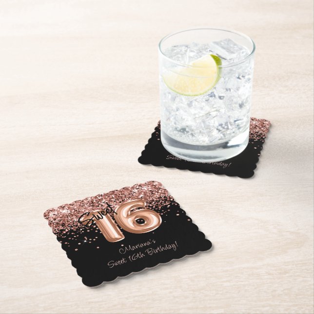 Ro Guld Blacki Sweet 16:e Födelsedagsfesten Underlägg Papper (Insitu)