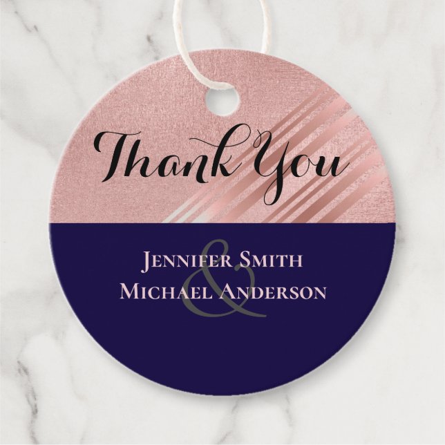 Ro Guld: Blått Glitter-fenolutseendet BRÖLLOP Gåvor Etiketter (Framsida)