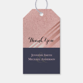 Ro Guld: Blått Glitter-fenolutseendet BRÖLLOP Presentetikett