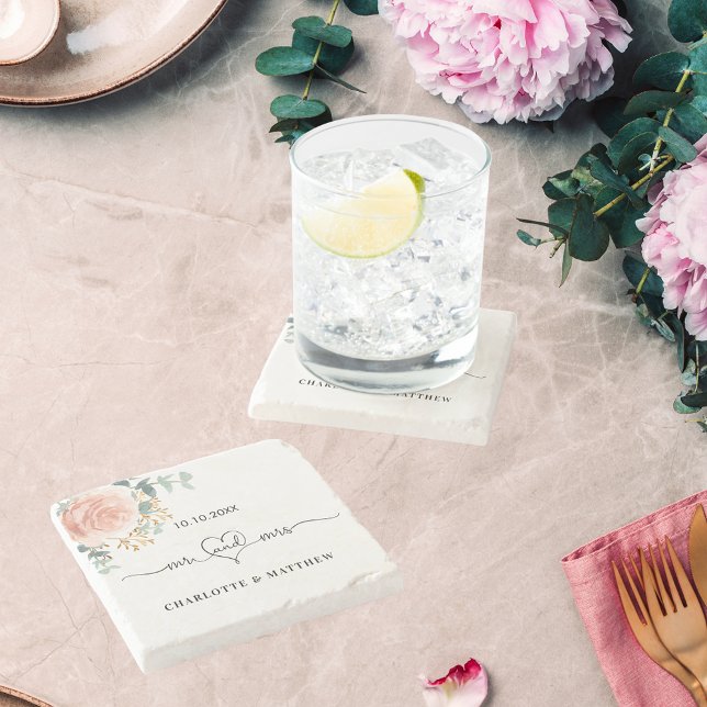 Ro guld blomgreenery, fru bröllop stenunderlägg (Skapare uppladdad)