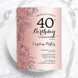 Ro Guld Blommigt 40:e födelsedagen Party Inbjudningar<br><div class="desc">Ro Guld Blommigt 40:e födelsedagsinbjudan. Minimalistisk modern design med botaniska konturaccenter för teckning och typsnitt för typgrafiska skript. Enkel inbjudan-kortsperfekt för trendig för en snyggt kvinna på dagen firande. Kan anpassas till vilken ålder som helst. Skrivna Zazzle-inbjudningar eller digital utskrivbar mall för omedelbar nedladdning.</div>