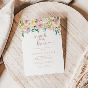 Ro Guld Blommigt Brunch med Bride Shower Inbjudningar