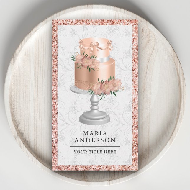 Ro Guld  Blommigt för  Rosa Anpassningsbar Kakbage Visitkort (Skapare uppladdad)