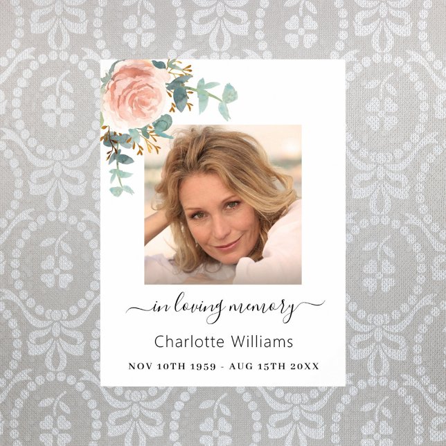 Ro guld blommigt-fotominnesbegravning poster (Skapare uppladdad)