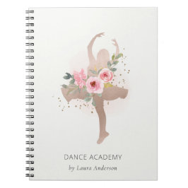 Ro Guld Blommigt Girl Dancer Dance Academy Anteckningsbok
