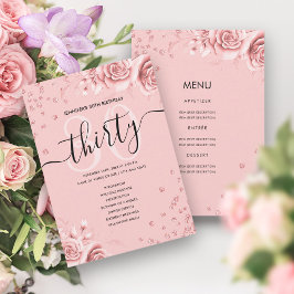 Ro Guld Blommigt Glitter 30 Birthday Menu Program