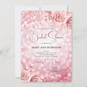 Ro Guld Blommigt Glitter Möhippa Ljus Inbjudningar