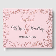 Ro Guld Blommigt Glitter Ombre Rosa Guestbook