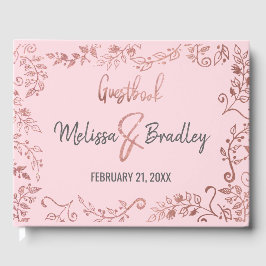 Ro Guld Blommigt Glitter Ombre Rosa Guestbook Gästböcker
