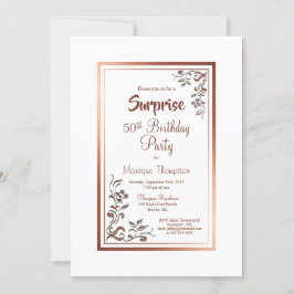 Ro Guld Blommigt Gräns Surprise 50:e födelsedagen Inbjudningar