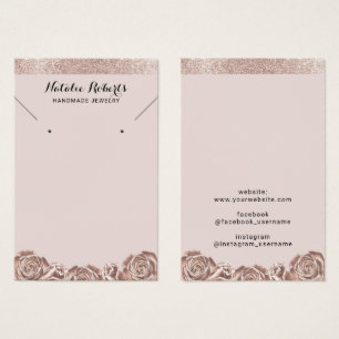 Ro Guld Blommigt Juelry Earring Necklace Visning Visitkort