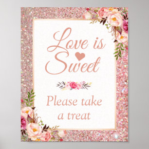 Ro Guld Blommigt Kärlek är ett svenskt Bröllop-tec Poster
