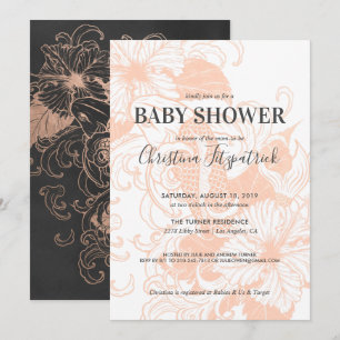 Ro Guld Blommigt Koi   Inbjudan till babyvisningsp