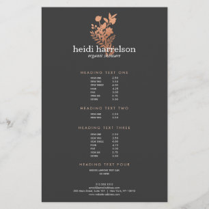 Ro Guld Blommigt Logotyp Mörk Grått Salon Pris Lis Flygblad