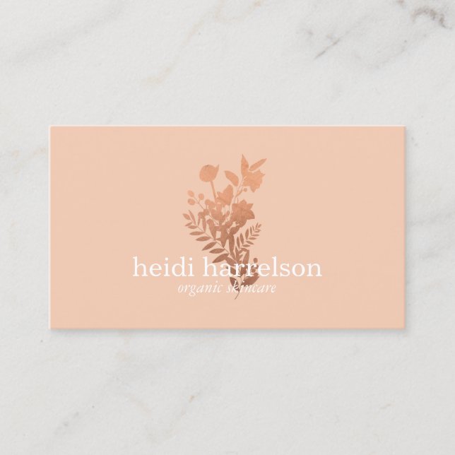 Ro Guld Blommigt Logotyp om persikor Visitkort (Framsida)