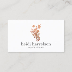 Ro Guld Blommigt Logotyp om Vita Visitkort