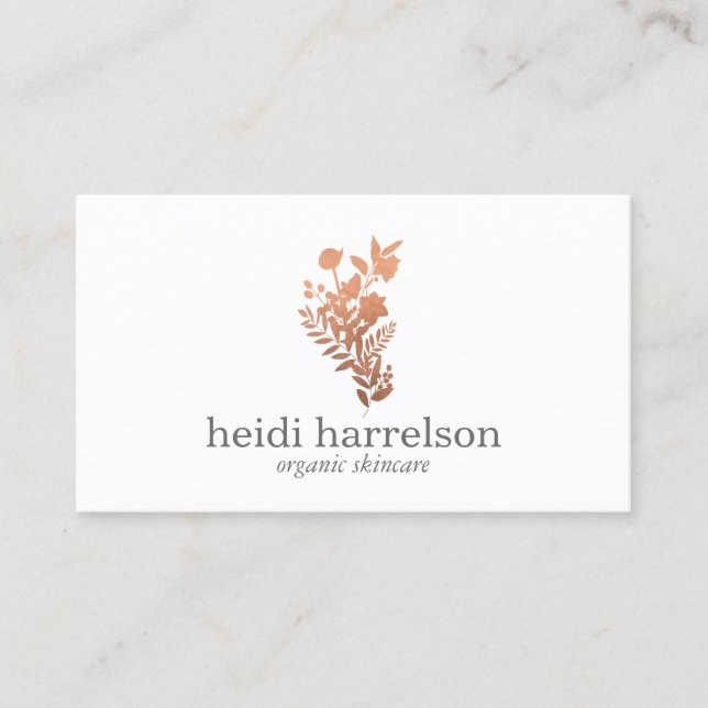 Ro Guld Blommigt Logotyp om Vita Visitkort (Framsida)